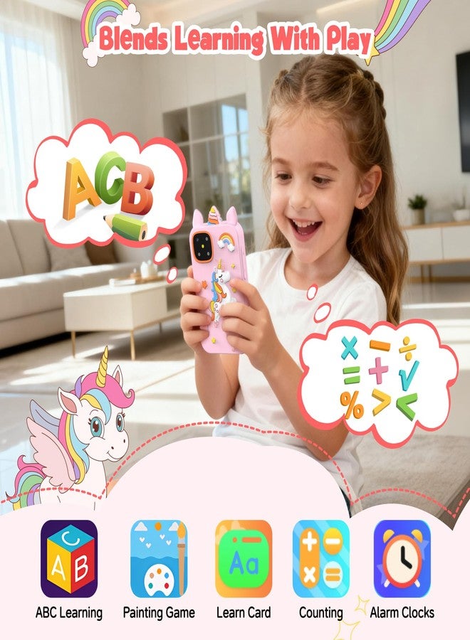 WARWARS Kids Smart Phone for Girls, Christmas Birthday Gifts for Girls Age 3-10 Mini Toddler Cell Phone for Kids, Toddler Girl Learning Toy Phone with Dual Camera, Game, Music Player - Image 3